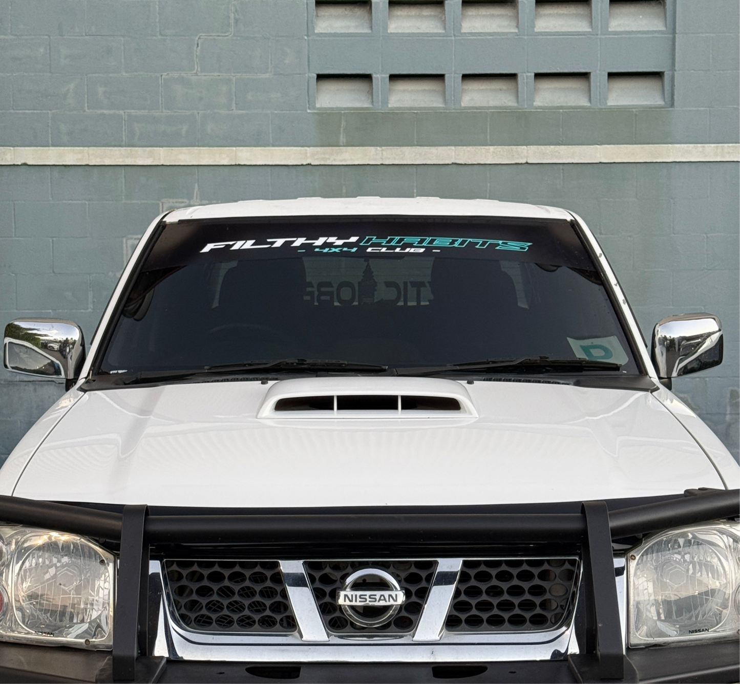 Filthy Habits Blue & Black Window Banner