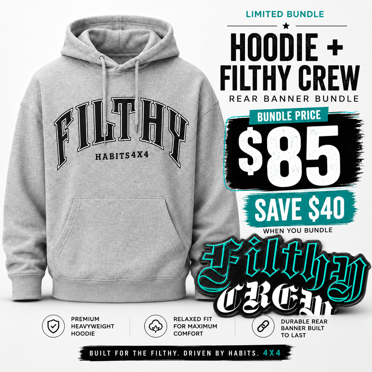 Hoodie &  Rear Filthy Crew Banner