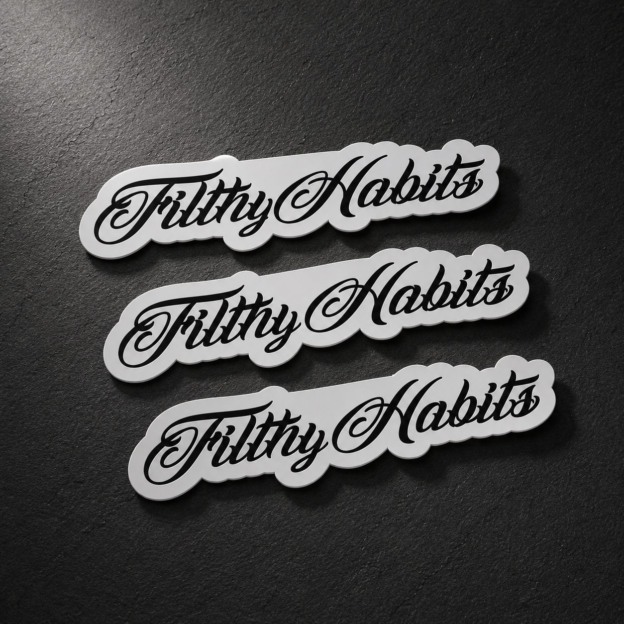 Filthy Habits Label Sticker Black x3
