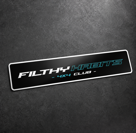 Filthy Habits Blue & Black Window Banner