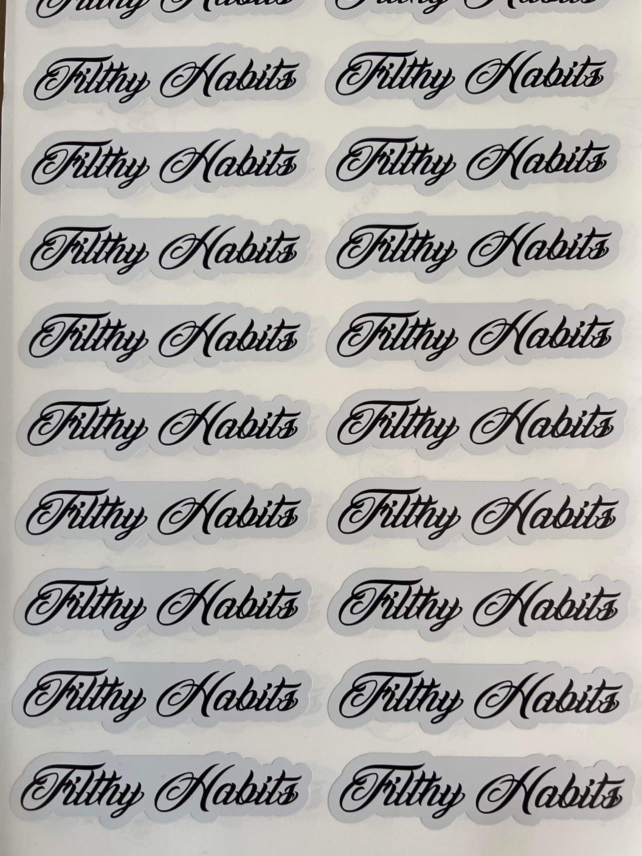 Filthy Habits Label Sticker Black